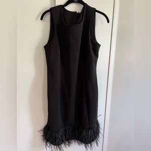 Nina Leonard black feather, dress size medium